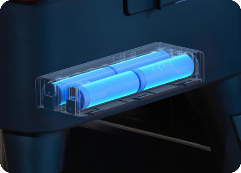 Plug in via Type-C for daily use or switchto built-in battery power for outlet-free setups